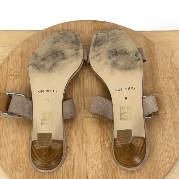 Coach and Four Made in Italy Taupe Suede Buckle Sandal Heels – Size 9 - Picture 6 of 10